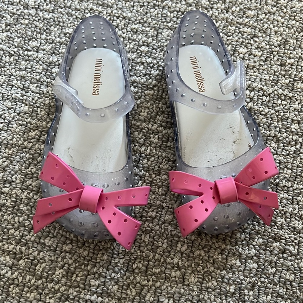 Mini Melissa Clear Pink Bow Shoes Jelly 9